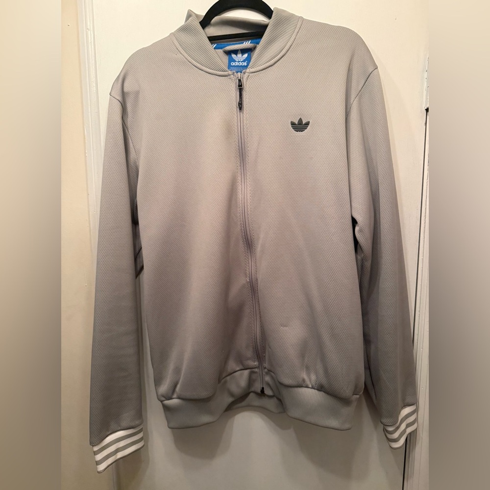 Adidas Light Gray Zip-Up track Jacket